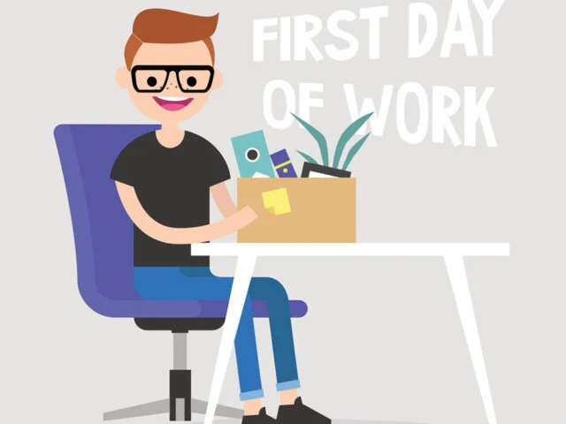 First day at the office of a starting developer